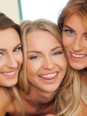 You can't keep horny teen girls like Staci Carr and her friends Maci and Emma from jumping into bed for a sexually charged lesbian threesome. Che